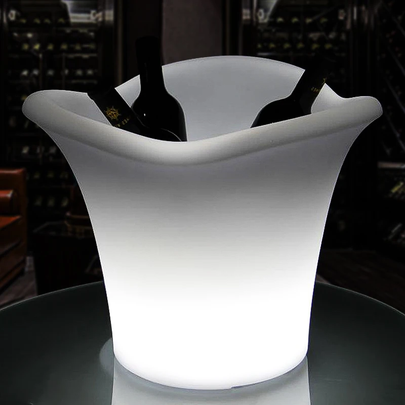 Wholesale Ice bucket with led light cooler box plastic led illuminated ice bucket champagne wine cooler
