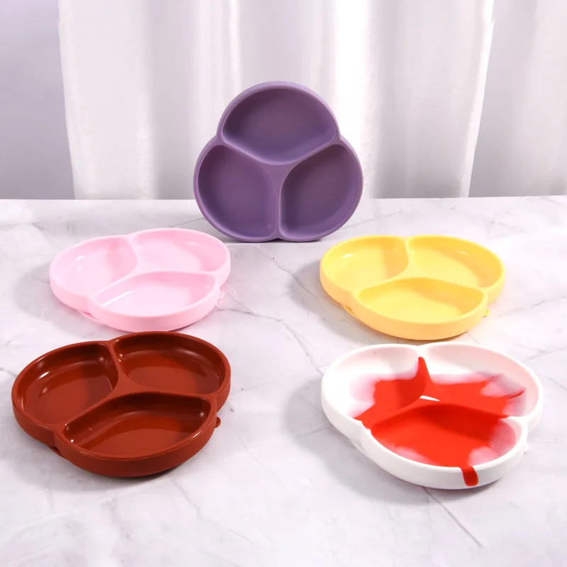Food Grade Silicone Irregular One-piece Silicone Baby Feeding Bowls Dishes Silicone Baby Plate