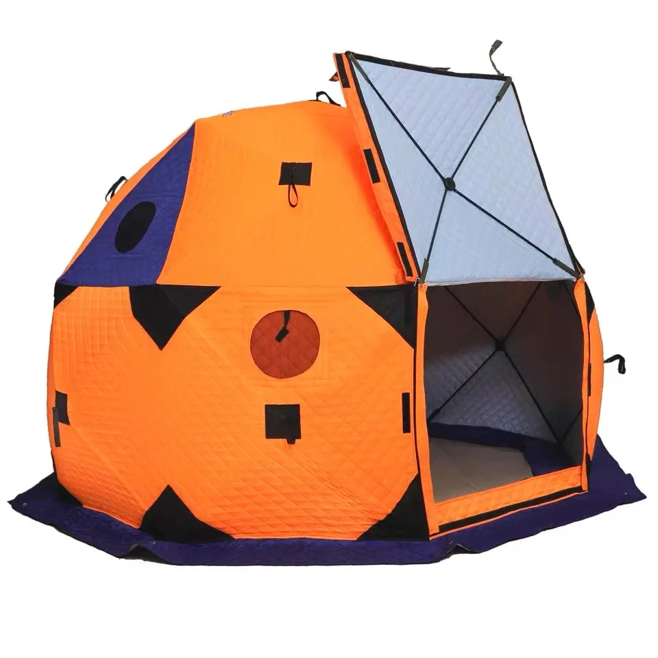 Large Winter Ice Fishing Tent 8-12 Person Camping Tourist Tent Three Layers Cotton Warm Winter Fishing Tent