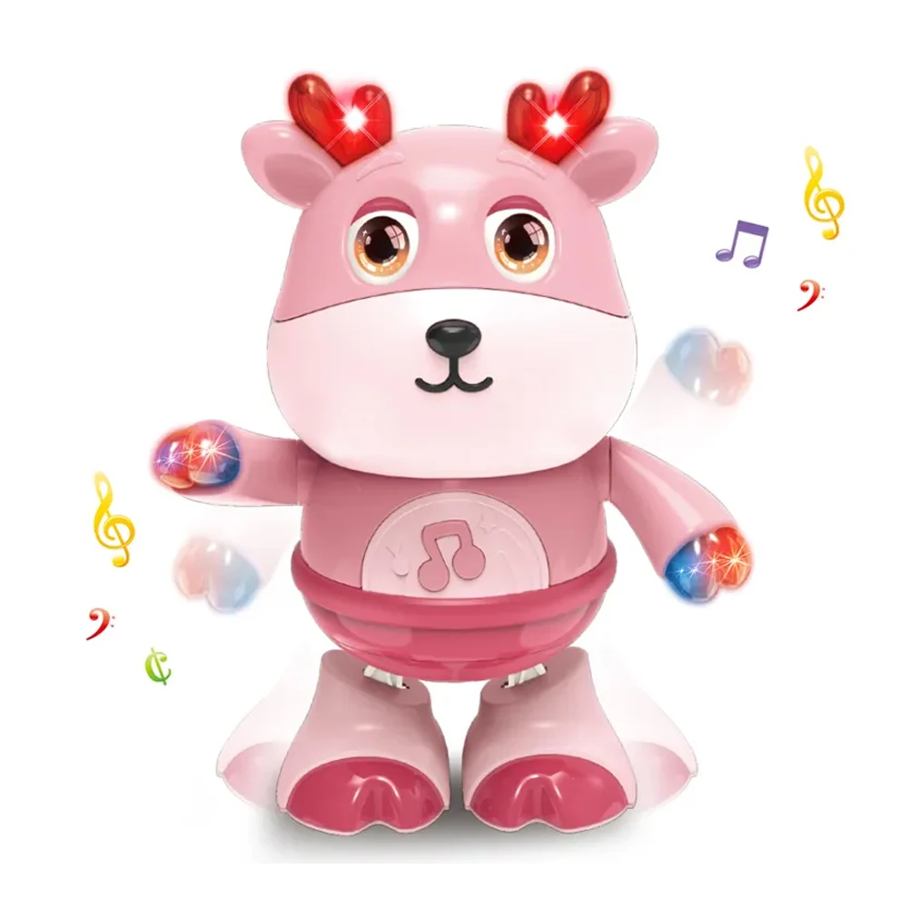 Plastic battery operated lighting musical dancing astronaut animal toys for kids