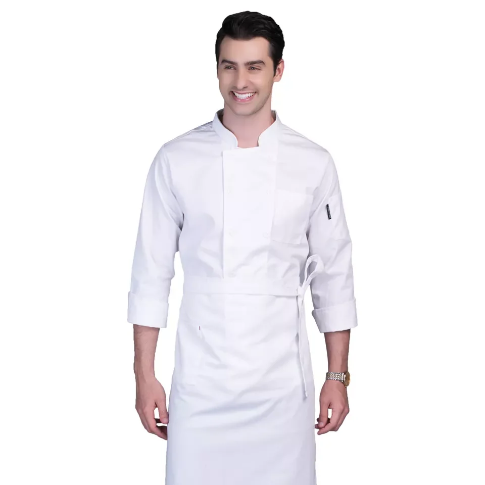 Custom High Quality Long Sleeve Stand Collar Hotel Restaurant Service Staff Uniform Sushi Chef Uniform For Men