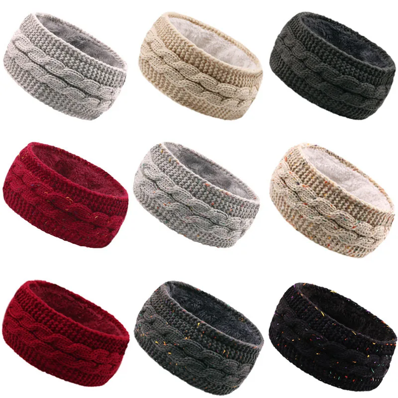 Fur Braid Head Bands Crochet Knitted Headband Winter Wool Hairbands
