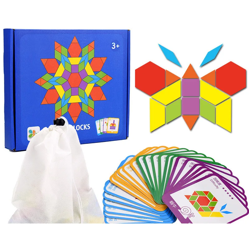 Hot Sale 155 pcs Wooden Jigsaw Puzzle Board Set Colorful Baby Montessori Educational Toys