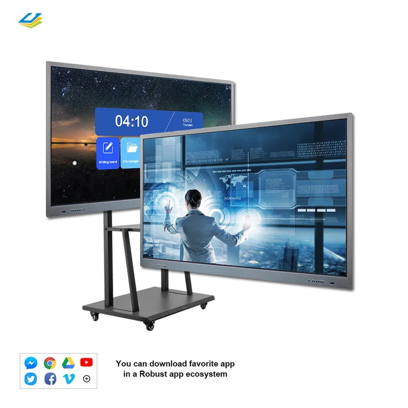 Интерактивная доска с сенсорным экраном, электрическая умная интерактивная доска, передвижной дисплей 85 дюймов 4K, сенсорный ЖК-экран