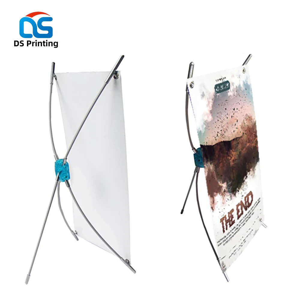 Waterproof custom pull up banner economy mini x metal stand fiber display banner jarmoo apparel x banner set high quality
