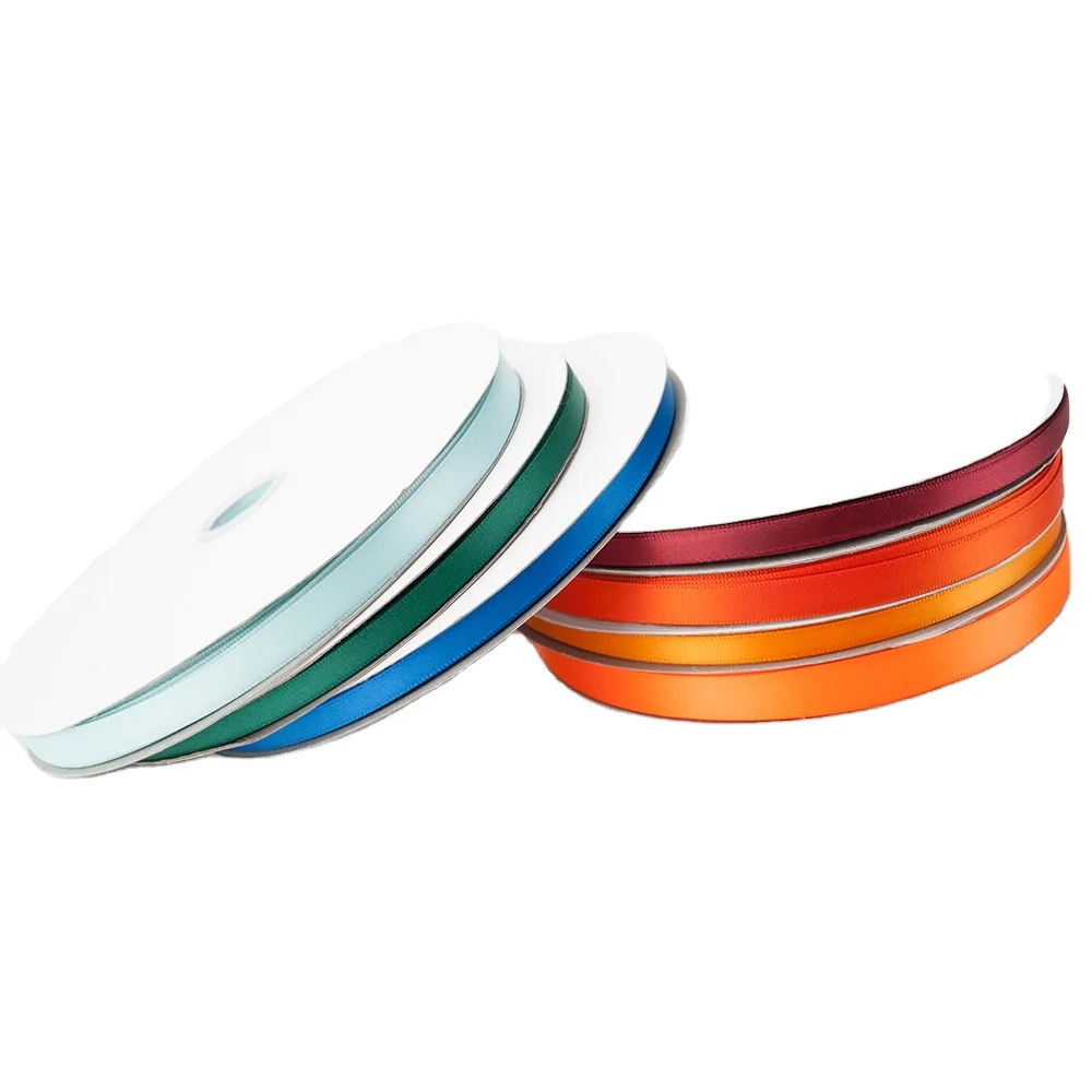 Hot sale factory double faced 100% polyester 196 colors 6mm satin ribbon