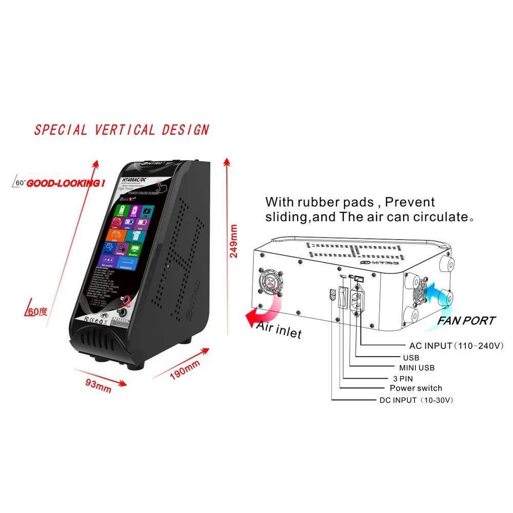 
HT400AC/ DC 400W 20A 1-8cells LiPo LiFe NiMH PB Battery Balance Charger Smart charger With wireless charging 
