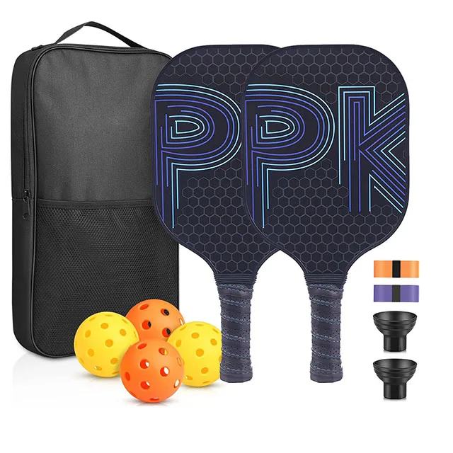 Adults Children PE Graphite Carbon Fiber Pickleball Racquet Set Silicone Ball Suction Hand Glue Wrap Handle Training