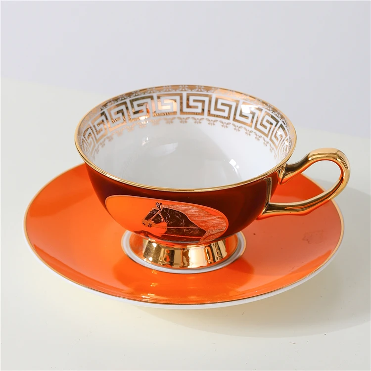 JIABAIEN Royal style 15pcs bone China tea set horse decal colorful design teapot tea cup set custom ceramic coffee set for gift .jpg