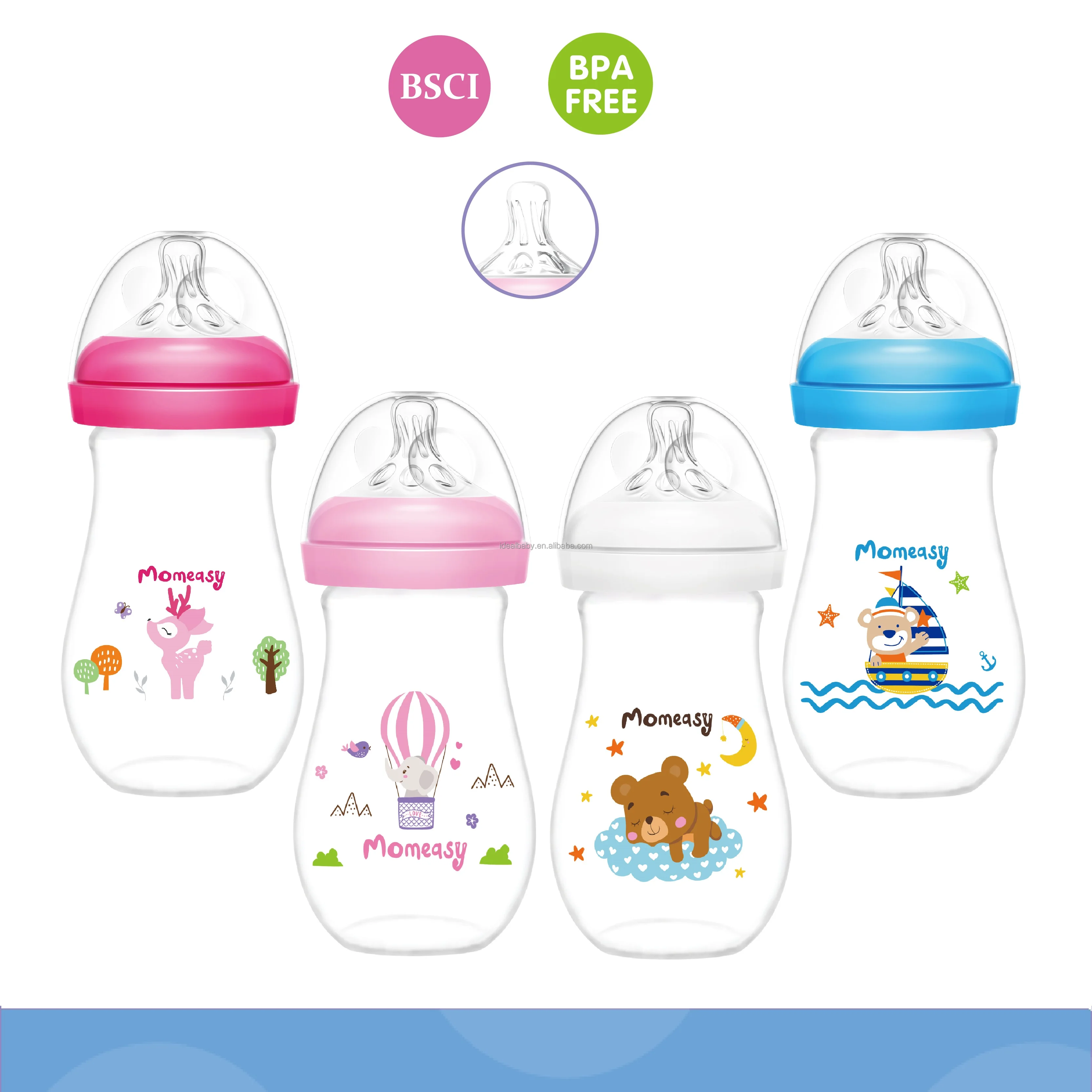 10OZ/300ML PP Wide Neck Baby Feeding Bottle With Double Handle