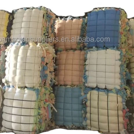 A grade pu foam scrap mixed colors compressed bales polyurethane scrap foam for mattress sofa furniture rebond foam