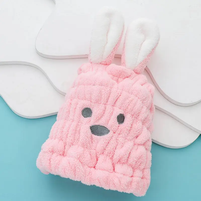 kids cute rabbit design elastic Hair towel microfiber quick dry wrap turban bath shower head towel