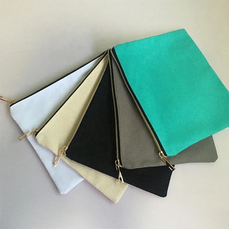 Eco Friendly Cotton Cosmetic Bags Blank Reusable Canvas Zipper Multicolour Makeup Pouch