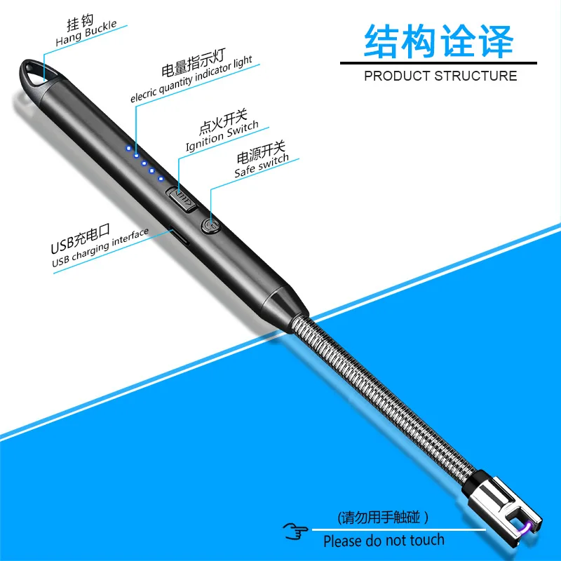 X529 Wholesale High Quality Kitchen Igniter Gun Usb Charging Incense Candle Natural Gas Lighter