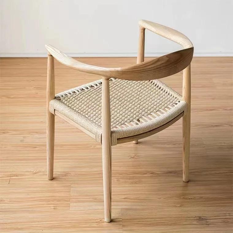 Modern Nordic Luxury Solid Wood Legs Accent Chair Hotel Cafe Restaurant Wooden Rattan Dining Dinner Chairs