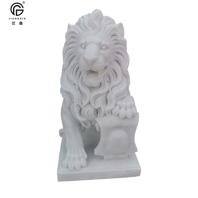 outdoor garden decoration life size white marble lion statue