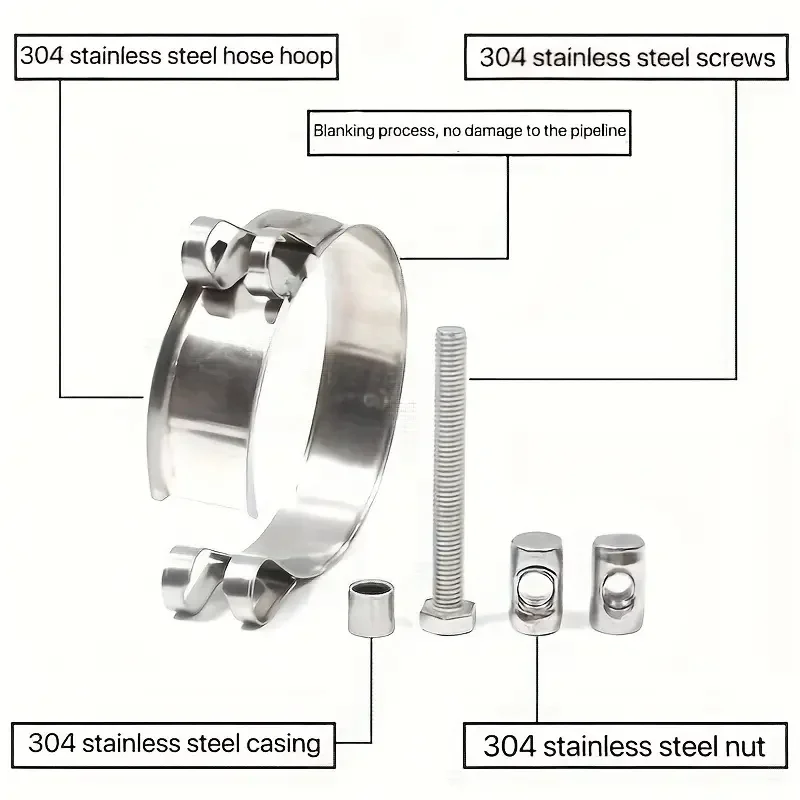 High Torque Hose Clamps 304 Stainless Steel Tube Clips Heavy Duty T-Bolt Clamps