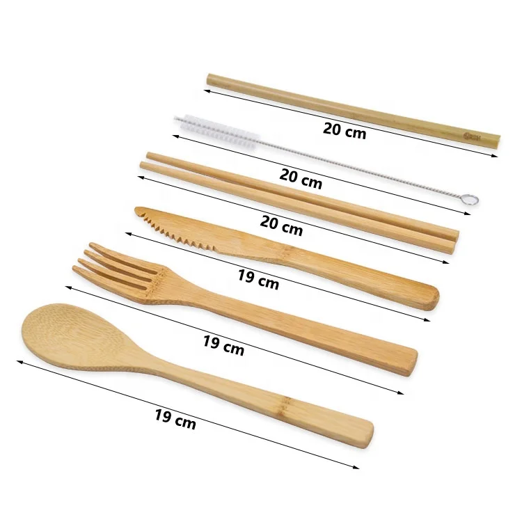 Kids Travel Eco Friendly Portable Reusable Bamboo Utensils Cutlery Set With Case Personalized