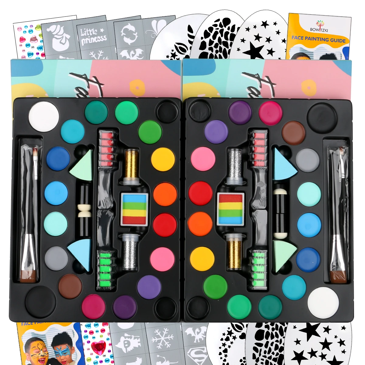 Face Painting Kit Kids Facepaint Kids Face Paint 12 Colors Stencils Safe and Easy to Use Face Paint Kit