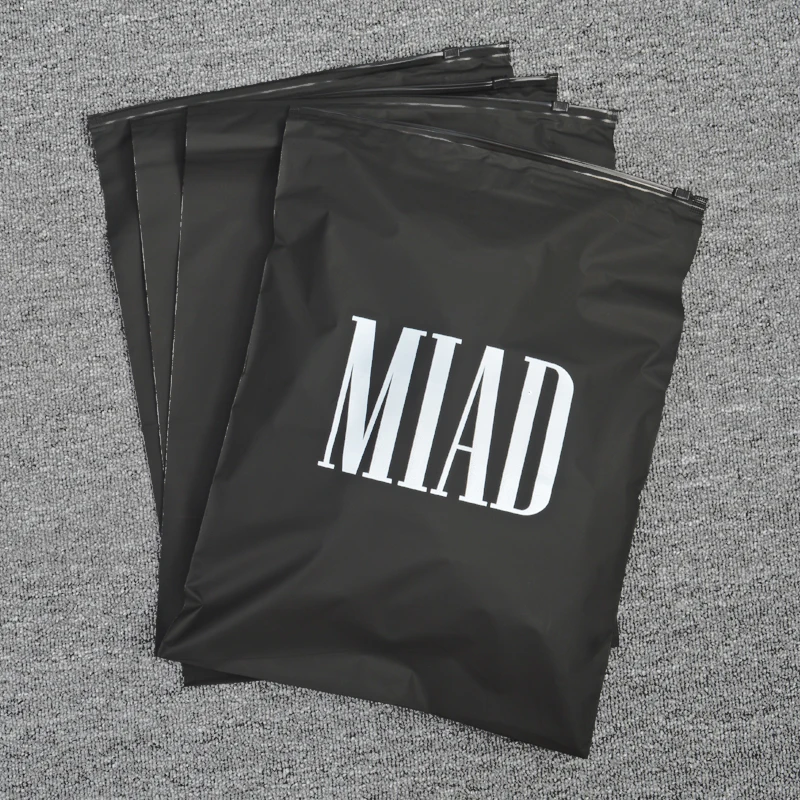 eco reusable apparel garment packaging for clothing plastic eva slider matte zip lock t shirt frosted zipper bag custom printed
