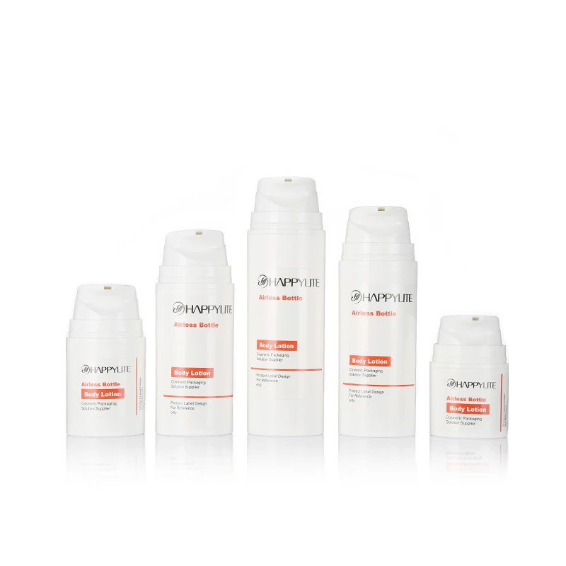 Private Label 30ml 50ml 80ml Round smooth White PP Cosmetic Plastic Airless Pump bottle