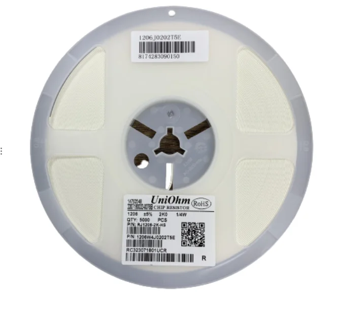 1206 Thick film resistor 1/4W 2K0+/-1% 5% smd resistors values 2K0 smd passive components resistor RJ1206-2K-HS