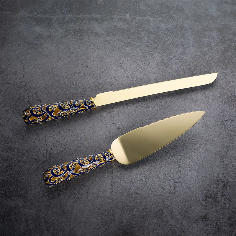 Высококачественная пищевая лопата из нержавеющей стали с кристаллами, нож для свадебного торта и Сервировочный набор для заклинивания