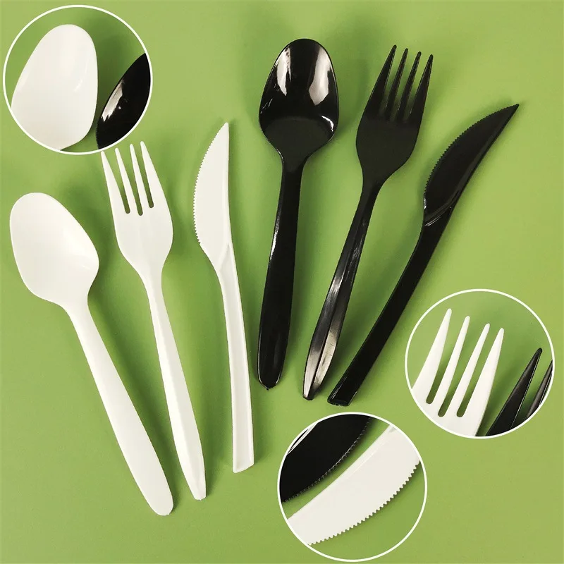 Plastic disposable knife fork tablet tableware set, cow row western knife, takeaway spoon cake fruit fork spoon