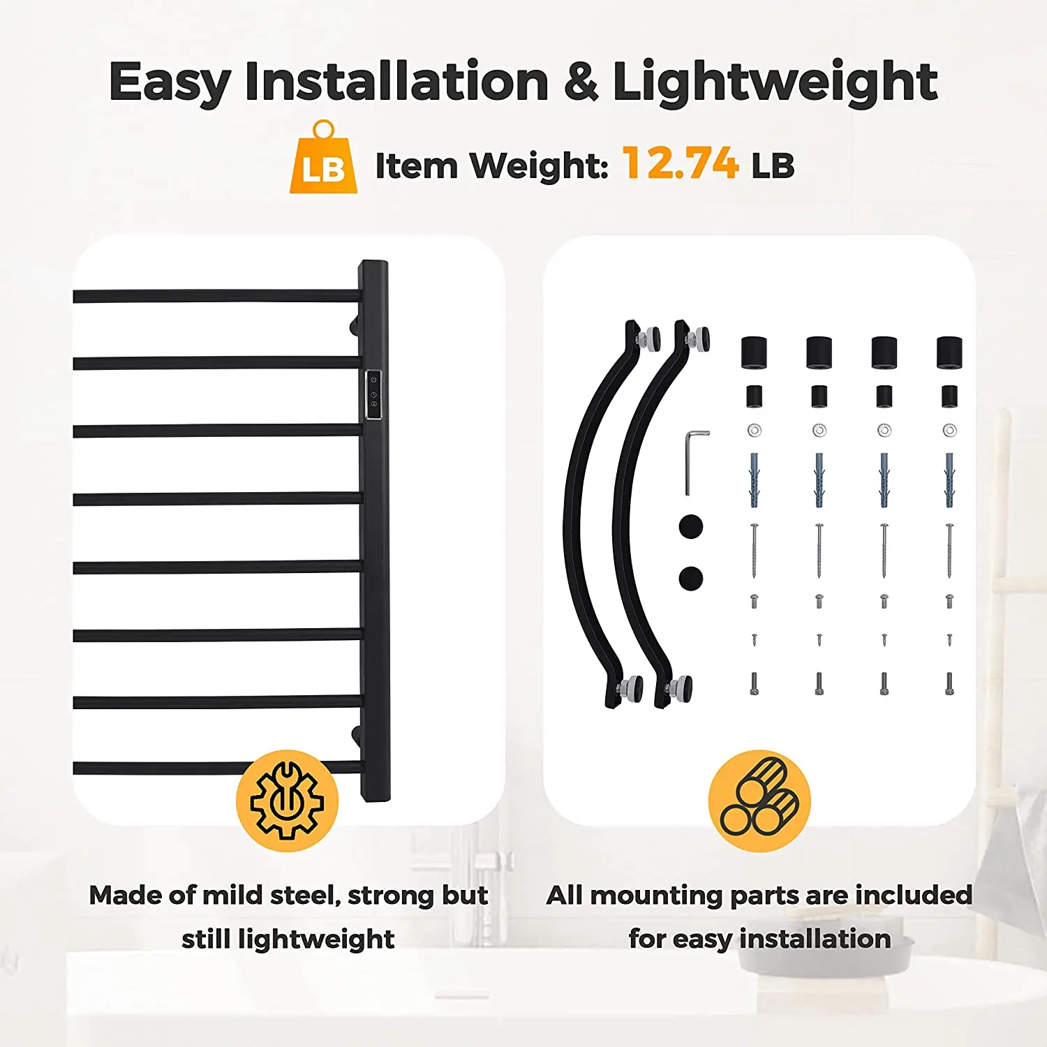 8 Bars Towel Warmer Freestanding Towel Heater Heated Towel Racks for Bathroom