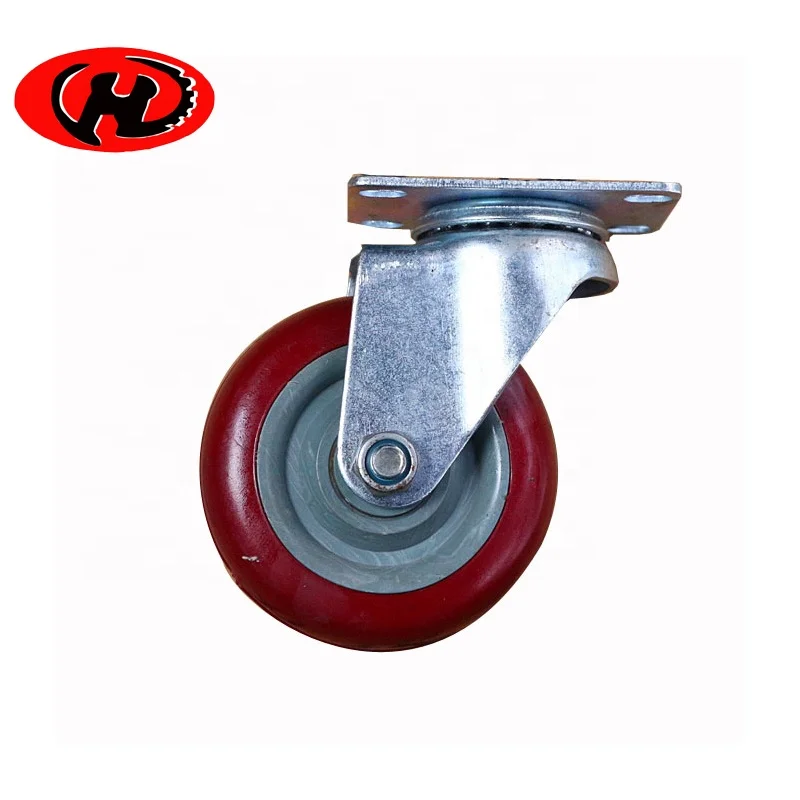 dark red PU caster wheel with plastic core furniture caster  red color trolley caster wheel
