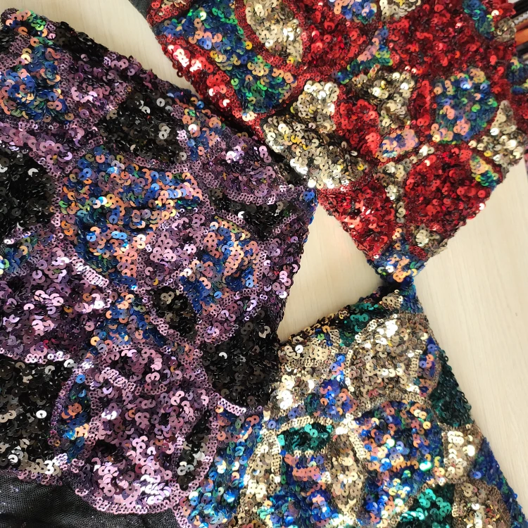 
Textile Cloth Material Reversible Sequin Embroidery Fabrics Sequin Mesh Lace Fabric 