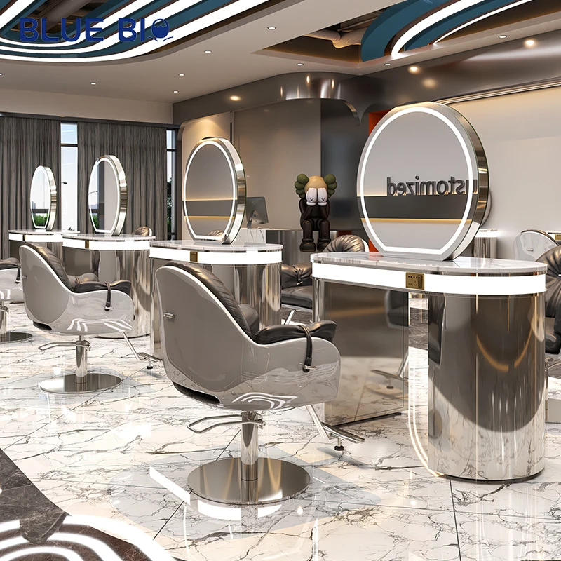 Парикмахерская мебель, умная двухсторонняя Косметическая станция, Парикмахерское зеркало со светодиодным зеркалом