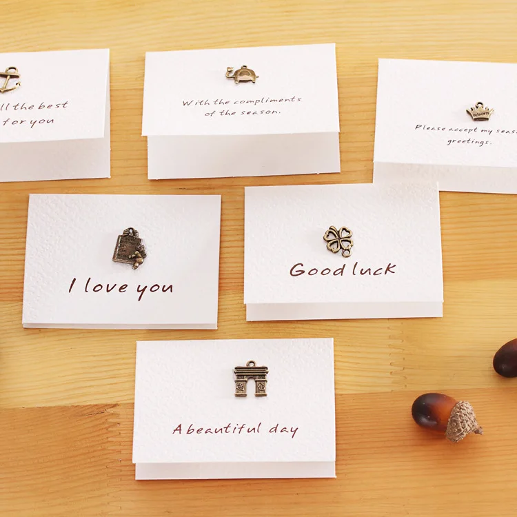 Metal Retro Small Card Holiday Message Blessing New Year Greeting Card Wedding Small Card Christmas Gifts