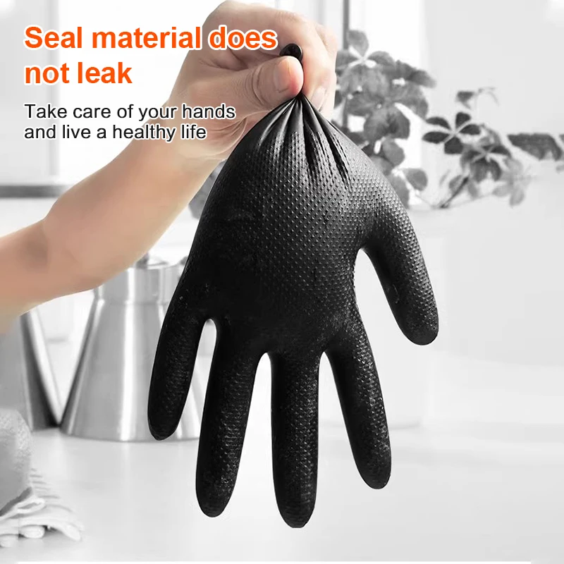 High Quality 9 Inch 5 6 mil 8 mil Orange Black Work Diamond Pattern Industrial Safety Nitrile Black Thickened Gloves