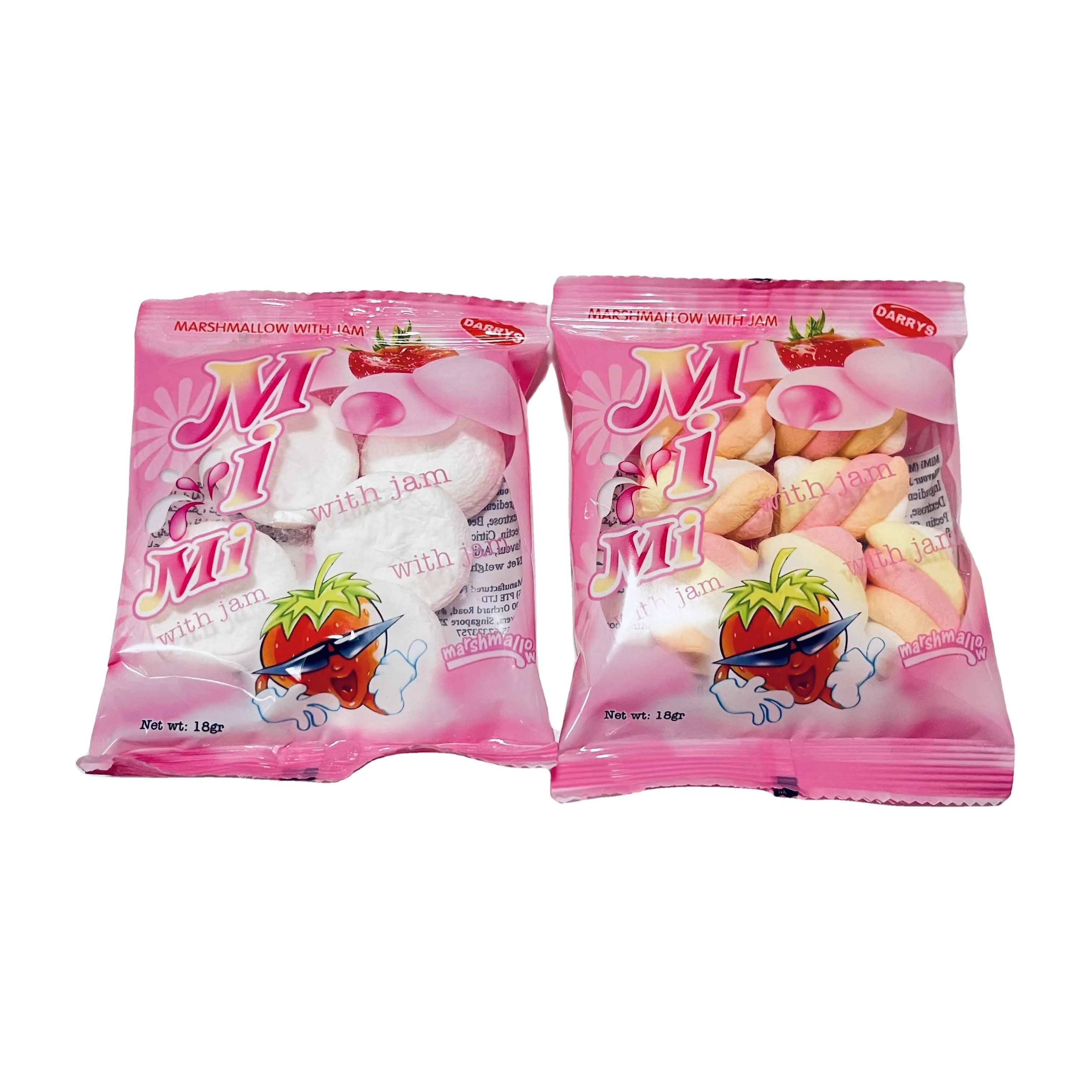 Wholesale Hot selling Halal Fruit Flavor MIMI Sandwich Cotton Candy Twisted Cotton fruit flavored marshmallow