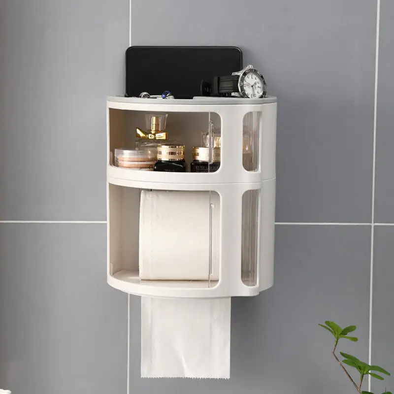 Toilet Paper Wipe Holder Dispenser With Shelf