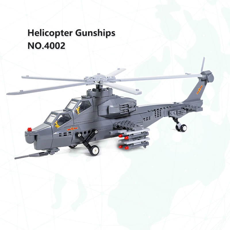 Военная серия 4002 ударный вертолет ВВС модель MOC 264 деталей развивающая сборка конструктор набор игрушек для детей
