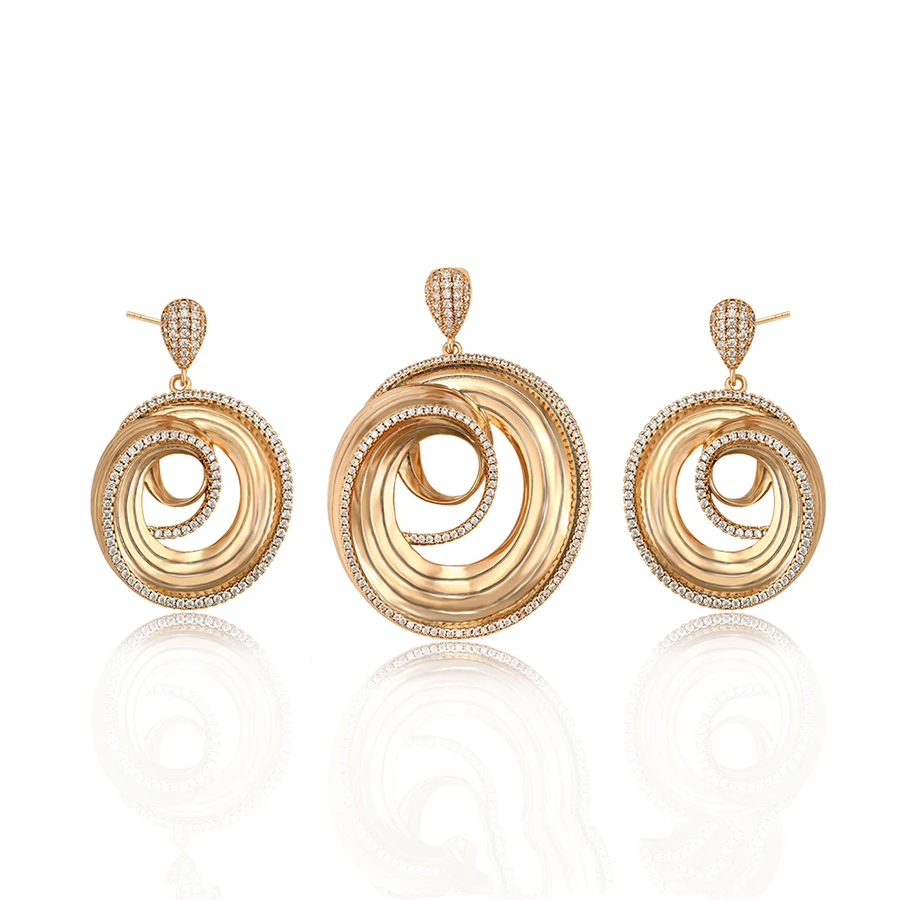 S00057760 Xuping Модный 18k позолоченный круглый круг роскошный Специальный подарочный Ювелирный Набор для леди