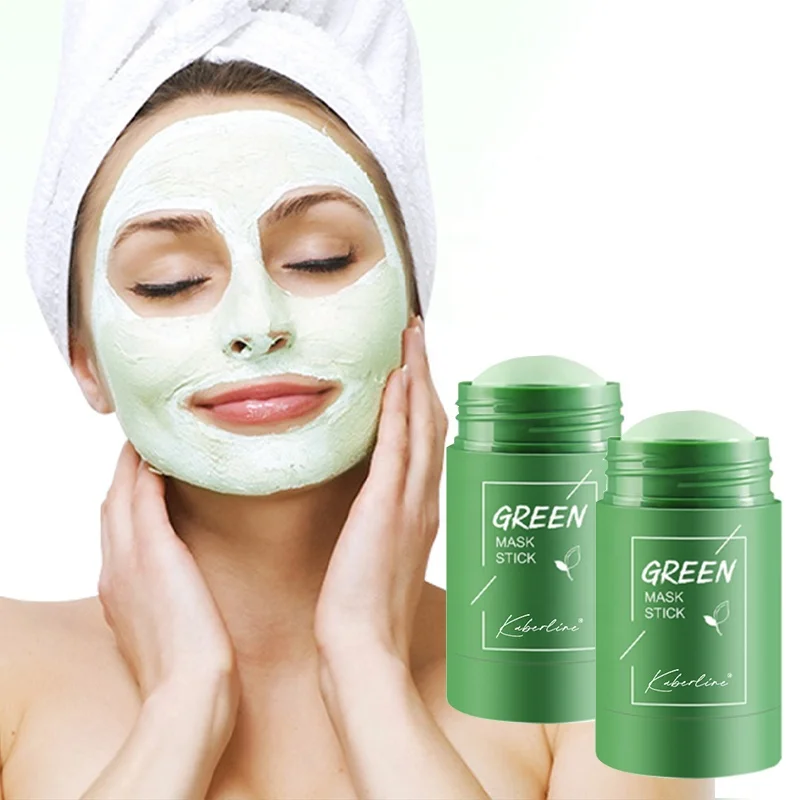 Solid mud film stick applied facial mask for deep cleaning eggplant green tea mud film for removing grease blackheads