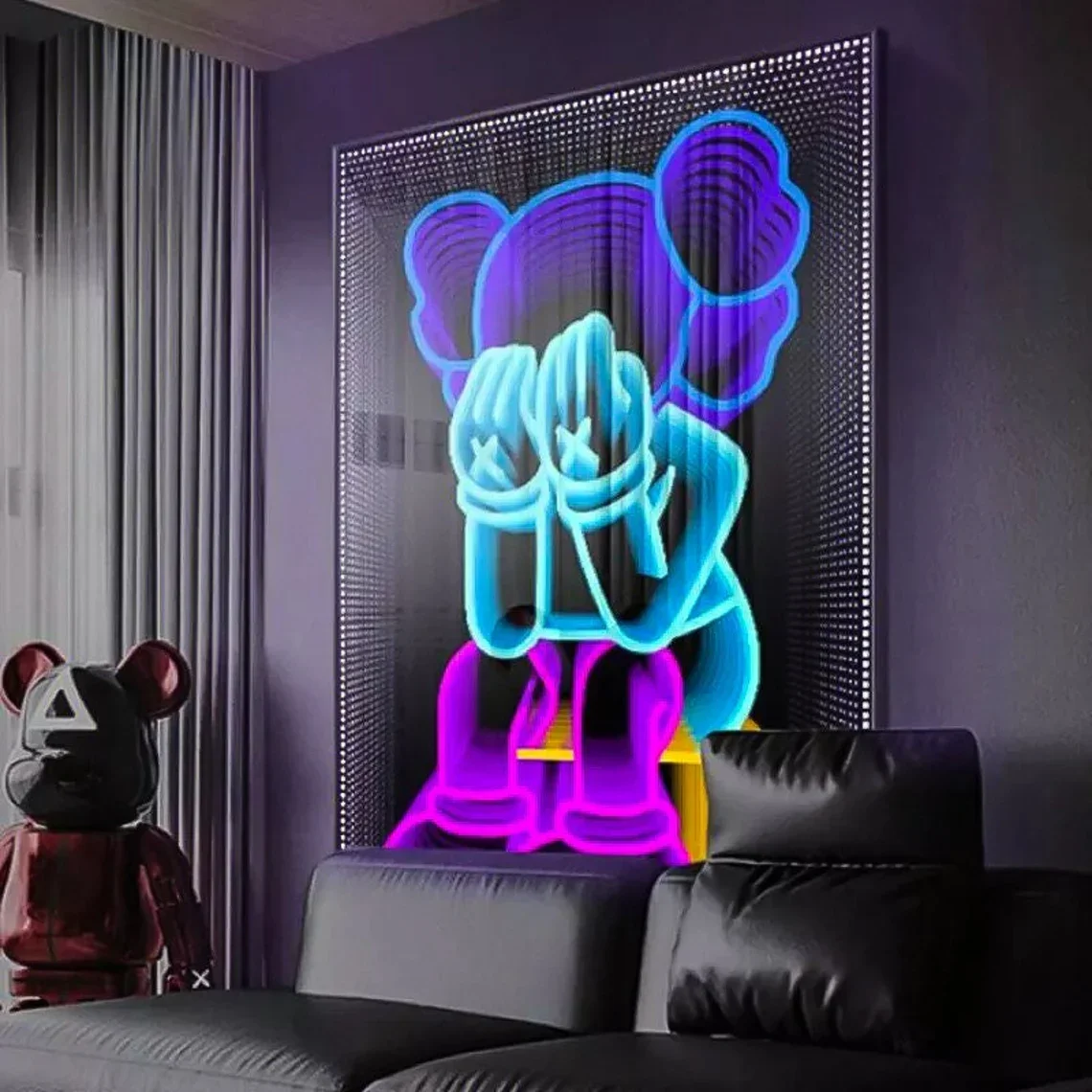 Customized Acrylic Led Neon Sign Mirror Neon Led Bar Home Decorative Mirror Led Light Box