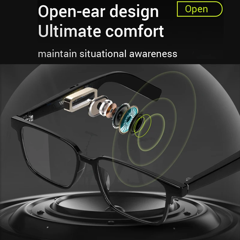 Smart Glasses Wireless Bluetooth compatible Hands-Free Calling Music Audio Sport Headset Eyewear Intelligent Eyeglasses