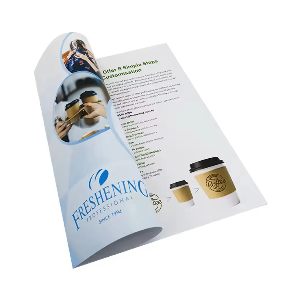 Custom Coated Paper Printing Folding Flyer Catalogue Pamphlet Brochure Booklet Instruction Manual Leaflet Printing