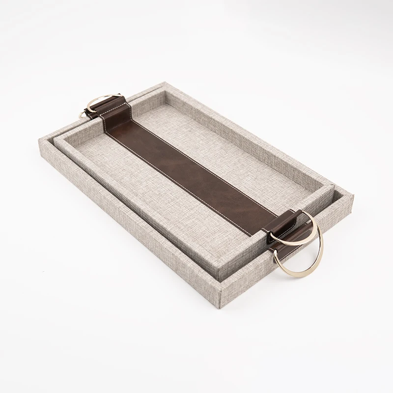 Luxury wooden trays set serving MDF wooden Rectangular serving tray with handles For Home Decorative Tray