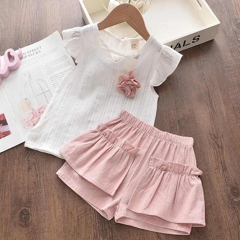 Baby Clothes Sets Girl Short Sleeve Flower Top With Shorts 2 Pcs Kid Clothing For Summer Children Clothes Girls Set