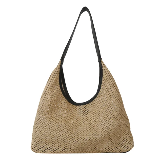 Women Large Straw Beach Bag Handmade Woven Shoulder Bags Hobo Tote Handbag Purse for Summer