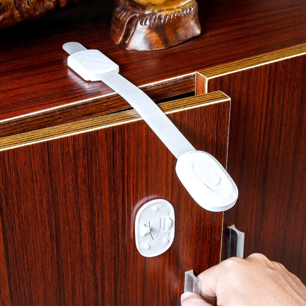 High quality plastic cabinet drawer safety strap lock adjustable baby safety lock