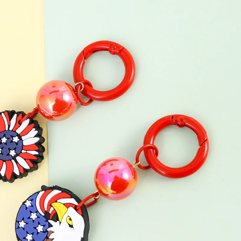 Star Spangled Banner Round Eagle Flower Key Chain schoolbag mobile phone pendant key chain anime animation peripheral pendant