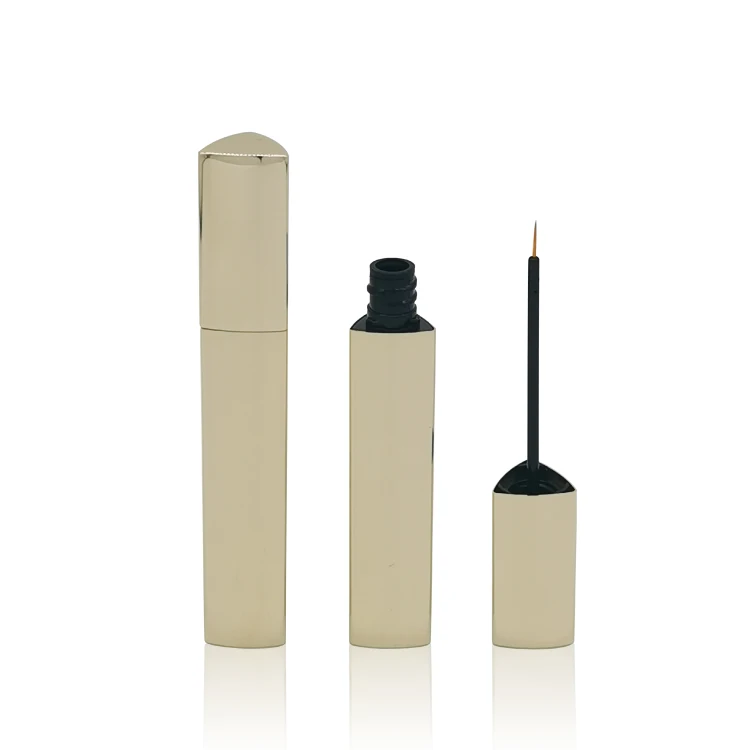 Unique triangle empty 8ml 10ml gloss gold aluminum eyelash and eyebrow enhancer serum tube packaging container bottle