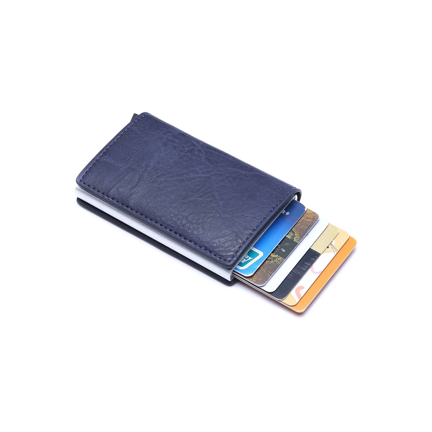 Custom RFID pop-up smart automatic card holder pu men  wallet
