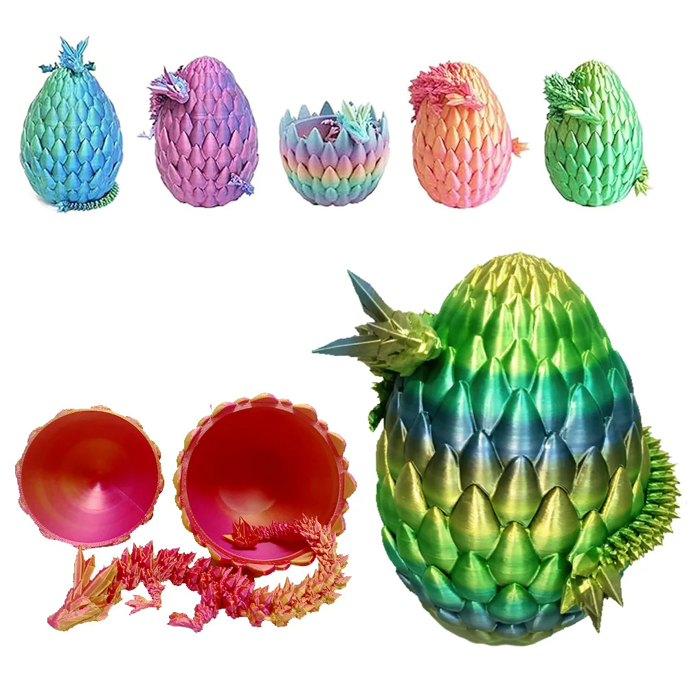 New products 2024 custom articulated 3d printed crystal dragon with dragon egg fidgets toys for kids